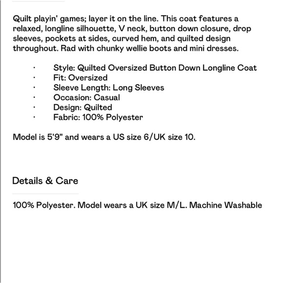 Spring Quilted button down longline coat - Picture 5 of 5